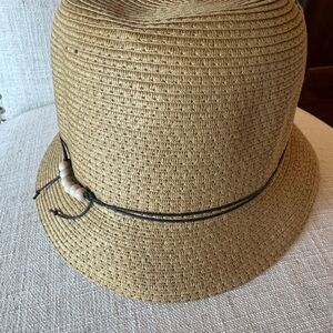Men's Tan cloche Hat with Beaded Accent NWT